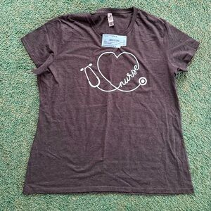 Women's Nurse Heart Stethoscope Graphic Tee in Heather Charcoal- Size XXL